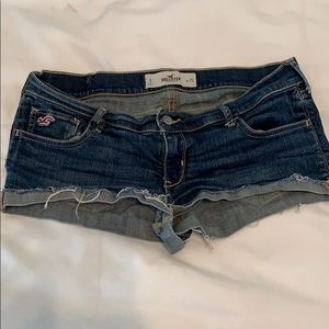 Dark blue jean cuffed short shorts